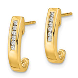 14k Diamond J-Hoop Post Earrings - EM-E0215AC0-8176