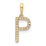 14K Diamond Letter P Initial Pendant - PM-29354D1A-1103