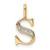 14k Diamond Letter S Initial Pendant - PM-FBED6A66-4822