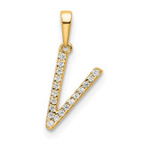14K Diamond Letter V Initial Pendant - PM-990F8DD1-9979