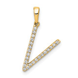 14K Diamond Letter V Initial Pendant - PM-D3717379-9119