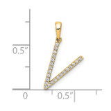 14K Diamond Letter V Initial Pendant - PM-D3717379-9119