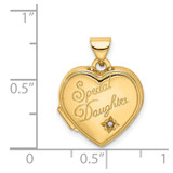 14K Diamond SPECIAL DAUGHTER Script 15mm Heart Locket