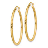 14k Diamond-cut 2mm Round Tube Hoop Earrings - TC-314E2CB2-4684