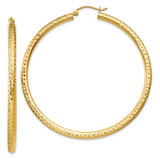 14k Diamond-cut 3mm Round Hoop Earrings - TC-07E9234F-1181