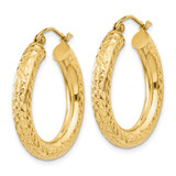 14k Diamond-cut 4mm Round Hoop Earrings - TC-A619285B-8941
