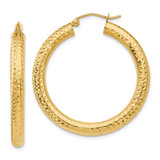 14k Diamond-cut 4mm Round Hoop Earrings - TC-EF213EB9-1159