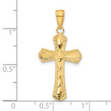 14K Diamond-cut Beveled Edges Cross Pendant