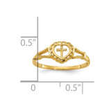 14K Diamond-Cut Childs Heart & Cross Ring