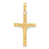 14K Diamond-cut Fancy Tipped Crucifix Pendant