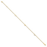 14k Diamond-cut Hearts 3-Station 10 inch Anklet Plus 1 inch Heart Dangle Extender