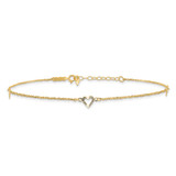14k Diamond-cut Hearts 3-Station 10 inch Anklet Plus 1 inch Heart Dangle Extender