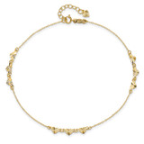 14K Diamond-cut Hearts 9 inch Anklet Plus1 inch Heart Dangle Extender