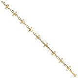 14K Diamond-cut Open Cross 7.5 inch Bracelet
