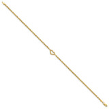 14k Diamond-cut Open Heart and Rope Chain 11 inch Anklet
