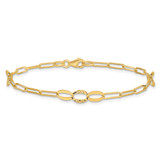 14K Diamond-cut Oval and Paperclip Link 7.25 inch Bracelet