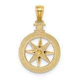 14k Diamond-cut Polished Compass Pendant - K6-3A5DF6A8-6747