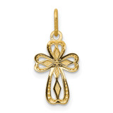14k Diamond-cut Polished Small Cross Pendant