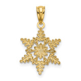 14k Diamond-cut Polished Snowflake Pendant
