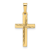 14k Diamond-cut Small Hollow Cross Pendant