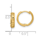 14k Diamond-cut X Satin 3x13mm Hinged Hoop Earrings