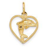 14k Dolphin in Heart Charm