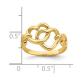 14K Double Cut-out Heart Ring
