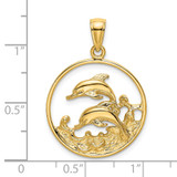 14K Double Dolphins In Circle Charm