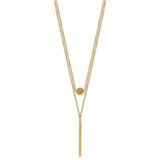 14K Double Layer Hollow Filigree Bead and Diamond-cut Bar 16 inch Necklace Plus 2 inch Extender