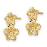 14K Double Plumeria Flower Post Dangle Earrings - TE-820C87EE-9685