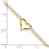 14k Double Strand Chain and Open Twisted Heart 10 inch Anklet Plus 1 inch Heart Dangle Extender