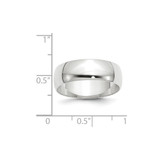 10k White Gold 7mm Lightweight Half Round Wedding Band Size 11