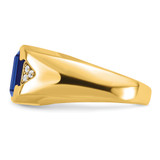 14k Emerald-cut Created Sapphire and Diamond Mens Ring - RM-4954C643-9082