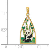 14K Enamel Panda Bear and Bamboo Charm