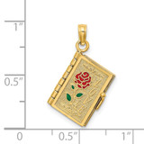 14K Enameled 3D Moveable LOVE Flower Book Pendant