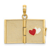 14K Enameled 3D Moveable MY LOVE STORY Book Pendant - K6-908EB75A-3848