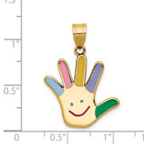 14k Enameled Autism w/Happy Face Handprint Pendant