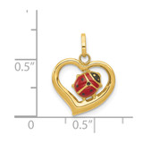 14k Enameled Ladybug in Heart Charm