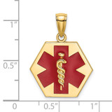 14K Enameled Textured Back Caduceus Medical Disc