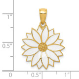 14k Enameled White Daisy Flower Pendant