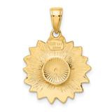 14k Enameled Yellow Sunflower Pendant