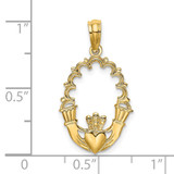 14K Engraved Claddagh In Oval w/ Lace Trim Charm