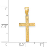 14k Etched Floral Cross Pendant - XR-3F7341DE-1162
