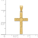 14k Etched Floral Cross Pendant - XR-C42FD40F-8940