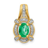14k Fancy Diamond and Oval Emerald Pendant - PM-62FEEE16-2184