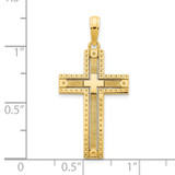 14k Fancy Sandblasted Cross Pendant - D5-917B9F37-4587