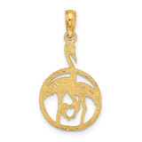 14K Flamingos In Circle Charm
