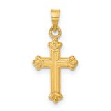 14k Fleur de Lis Hollow Cross Charm