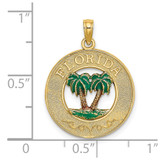 14K Florida Enamel Palm Trees Circle Charm