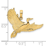14K Flying Heron Bird Charm